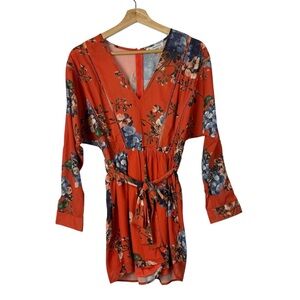 Boutique Mika & Gala Orange Floral Long Sleeve Romper 8
